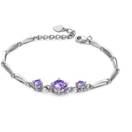 Pulsera De Titanio Con Baño De Platino Morado Y Diamantes Para Mujer, De Calidad Estable