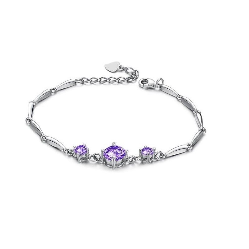 Pulsera De Titanio Con Baño De Platino Morado Y Diamantes Para Mujer, De Calidad Estable Pulsera De Titanio Con Baño De Platino Morado Y Diamantes Para Mujer, De Calidad Estable
