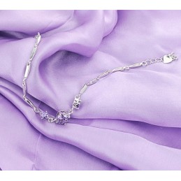 Pulsera De Titanio Con Baño De Platino Morado Y Diamantes Para Mujer, De Calidad Estable