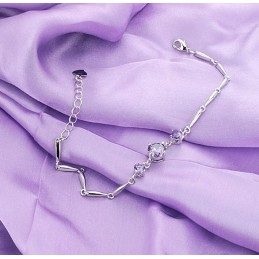 Pulsera De Titanio Con Baño De Platino Morado Y Diamantes Para Mujer, De Calidad Estable