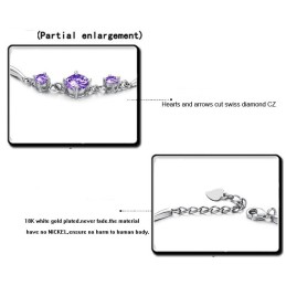 Pulsera De Titanio Con Baño De Platino Morado Y Diamantes Para Mujer, De Calidad Estable