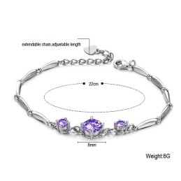 Pulsera De Titanio Con Baño De Platino Morado Y Diamantes Para Mujer, De Calidad Estable