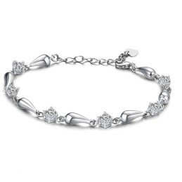 Pulsera De Titanio Con Baño De Platino Y Diamantes Para Mujer, Con Garantía De Calidad Y Cantidad.