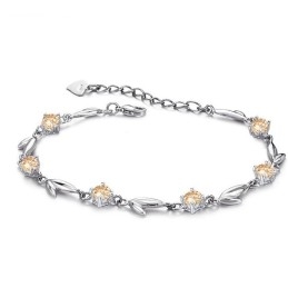 Pulsera De Titanio Con Baño De Platino Y Diamantes Para Mujer, Con Especificaciones Completas.