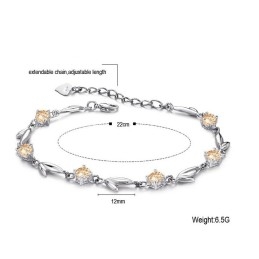 Pulsera De Titanio Con Baño De Platino Y Diamantes Para Mujer, Con Especificaciones Completas.