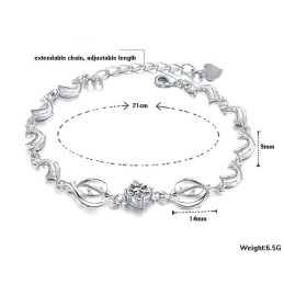 Pulsera De Titanio Con Baño De Platino Y Diamantes De Calidad Confiable Con Forma De Delfín Para Mujer.