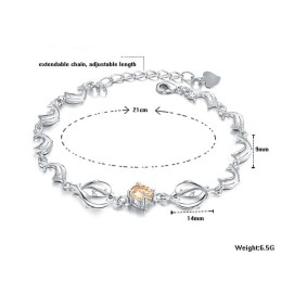 Pulsera De Titanio Con Baño De Platino Y Diamantes De Calidad Confiable Con Forma De Delfín Para Mujer.