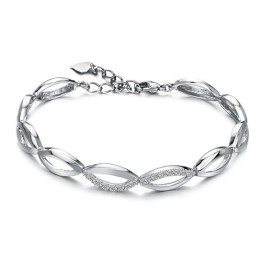 Pulsera De Titanio Con Baño De Platino Y Diamantes Para Mujer, La Reina De La Calidad