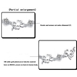 Pulsera De Titanio Con Baño De Platino Y Diamantes En Forma De Trébol Para Mujer De Alta Calidad.