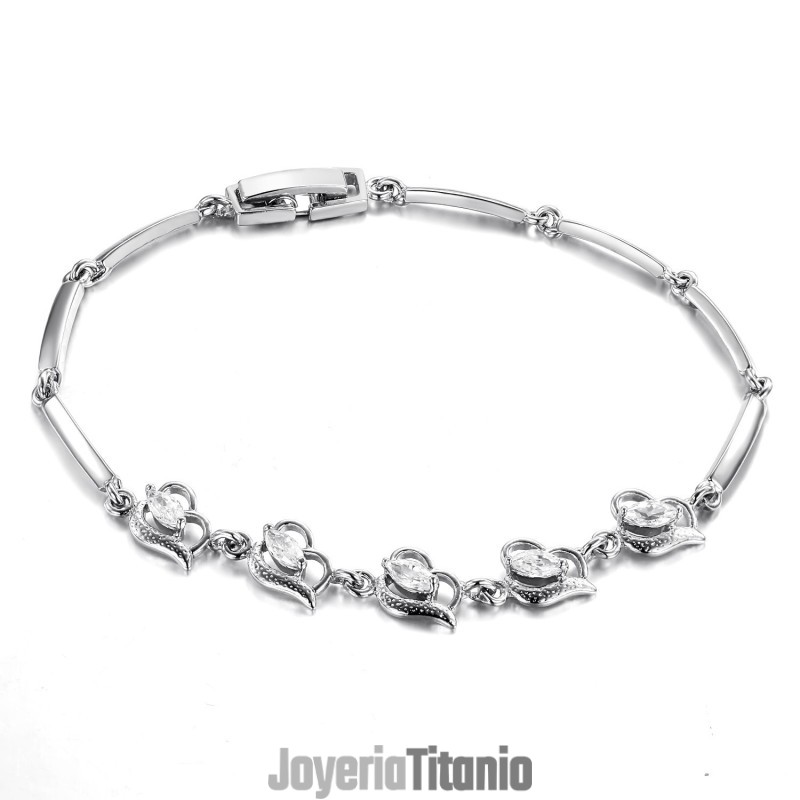 Pulsera De Titanio Con Baño De Platino Para Mujer, Muy Vendida En Todo El Mundo Pulsera De Titanio Con Baño De Platino Para Mujer, Muy Vendida En Todo El Mundo