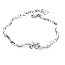 Pulsera De Titanio Con Baño De Platino Y Diamantes Para Mujer, Con Garantía De Calidad Y Cantidad.