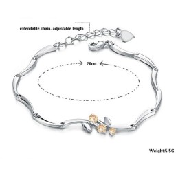 Pulsera De Titanio Con Baño De Platino Y Diamantes Para Mujer, Con Garantía De Calidad Y Cantidad.