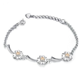 Pulsera De Titanio Con Baño De Platino Y Forma De Trébol Para Mujer, Duradera Y De Uso Prolongado.