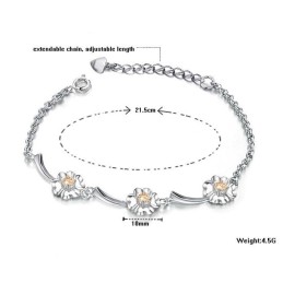 Pulsera De Titanio Con Baño De Platino Y Forma De Trébol Para Mujer, Duradera Y De Uso Prolongado.