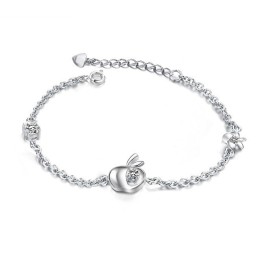 Pulsera De Titanio Con Baño De Platino Y Diamantes En Forma De Manzana Para Mujer.