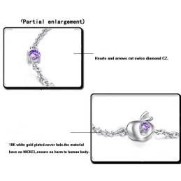 Pulsera De Titanio Con Baño De Platino Y Diamantes En Forma De Manzana Para Mujer.