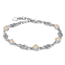Pulsera De Titanio Con Baño De Platino Hueco De Alta Calidad Para Mujer Con Diamantes