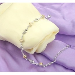 Pulsera De Titanio Con Baño De Platino Hueco De Alta Calidad Para Mujer Con Diamantes