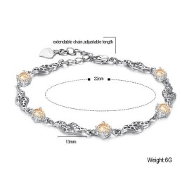 Pulsera De Titanio Con Baño De Platino Hueco De Alta Calidad Para Mujer Con Diamantes