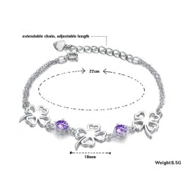 Pulsera De Titanio Con Baño De Platino Y Forma De Trébol Para Mujer De Excelente Calidad