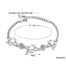 Pulsera De Titanio Con Baño De Platino Y Forma De Trébol Para Mujer De Excelente Calidad