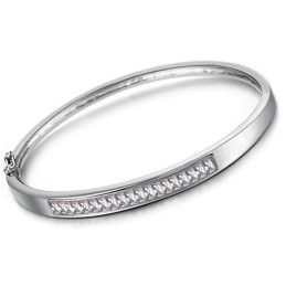 Brazalete De Titanio Con Baño De Platino Y Diamantes, Hipoalergénico Y De Calidad Confiable Para Mujer.