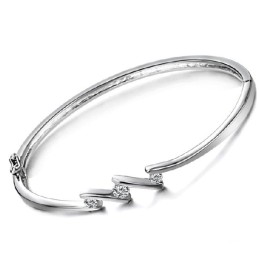 Brazalete De Titanio Con Baño De Platino Y Diamantes De Imitación, Hipoalergénico, Para Mujer, Con Calidad Y Cantidad Garantizad