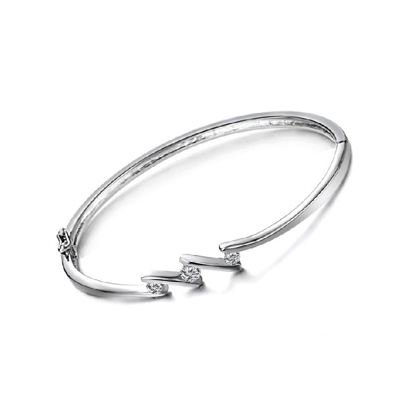 Brazalete De Titanio Con Baño De Platino Y Diamantes De Imitación, Hipoalergénico, Para Mujer, Con Calidad Y Cantidad Garantizad Brazalete De Titanio Con Baño De Platino Y Diamantes De Imitación, Hipoalergénico, Para Mujer, Con Calidad Y Cantidad Garantizad