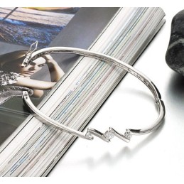 Brazalete De Titanio Con Baño De Platino Y Diamantes De Imitación, Hipoalergénico, Para Mujer, Con Calidad Y Cantidad Garantizad