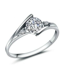 Anillo De Titanio Con Baño De Platino Para Mujer, Duradero Y De Uso Prolongado, Con Diamantes De Imitación.