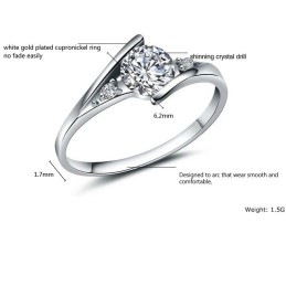 Anillo De Titanio Con Baño De Platino Para Mujer, Duradero Y De Uso Prolongado, Con Diamantes De Imitación.