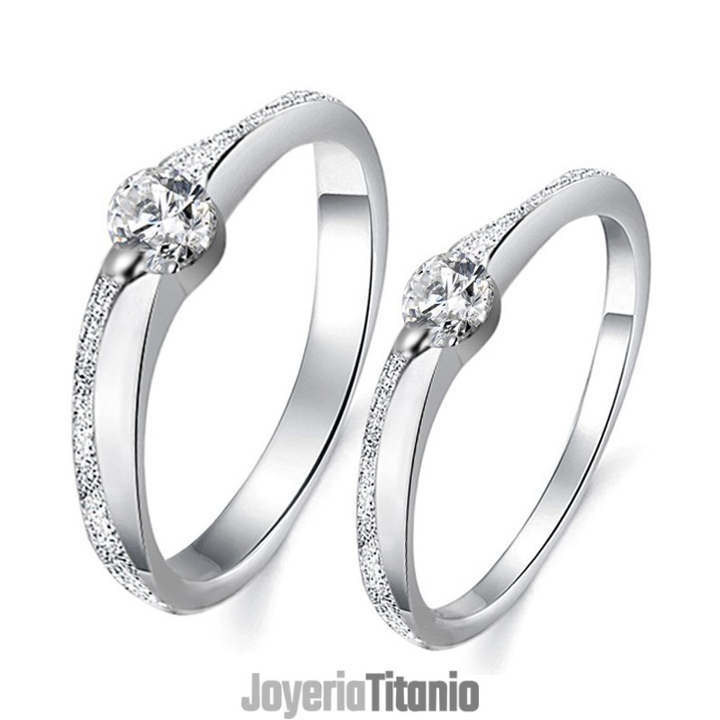 Anillo De Titanio Con Baño De Platino Y Diamantes De Imitación Para Amantes, Con Calidad Y Cantidad Garantizadas. Anillo De Titanio Con Baño De Platino Y Diamantes De Imitación Para Amantes, Con Calidad Y Cantidad Garantizadas.