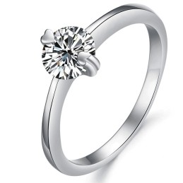 Anillo De Titanio Con Baño De Platino Y Diamantes De Imitación Para Mujer, Con Calidad Y Cantidad Garantizadas.