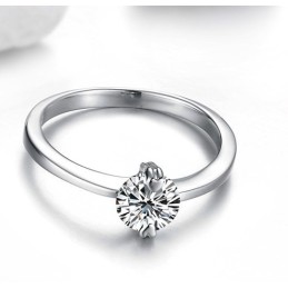 Anillo De Titanio Con Baño De Platino Y Diamantes De Imitación Para Mujer, Con Calidad Y Cantidad Garantizadas.