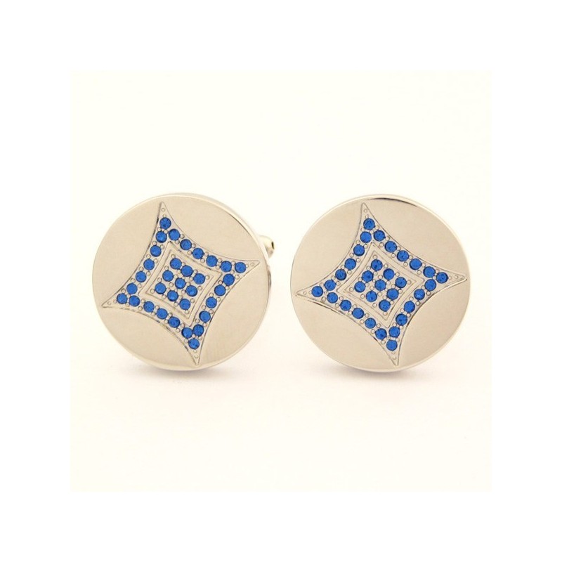 Gemelos Redondos De Titanio Con Diamantes Azules Gemelos Redondos De Titanio Con Diamantes Azules