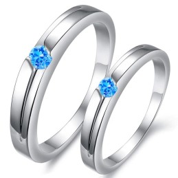 Anillo De Titanio Con Baño De Platino Azul De Excelente Calidad Para Amantes Con Diamantes De Imitación.