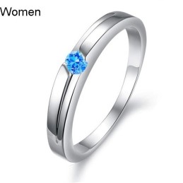 Anillo De Titanio Con Baño De Platino Azul De Excelente Calidad Para Amantes Con Diamantes De Imitación.