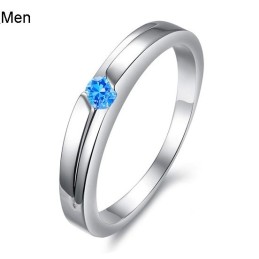 Anillo De Titanio Con Baño De Platino Azul De Excelente Calidad Para Amantes Con Diamantes De Imitación.