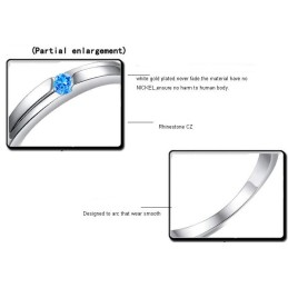 Anillo De Titanio Con Baño De Platino Azul De Excelente Calidad Para Amantes Con Diamantes De Imitación.