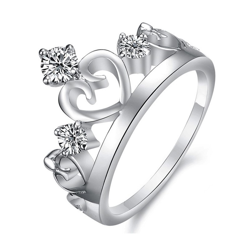 Anillo De Titanio Con Baño De Platino Y Diamantes De Imitación De Renombre Mundial