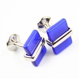 Gemelos Oblongos De Titanio Y Ágata Azul