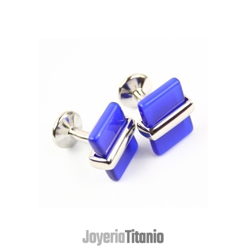 Gemelos Oblongos De Titanio Y Ágata Azul Gemelos Oblongos De Titanio Y Ágata Azul