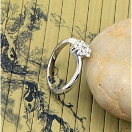 Anillo De Titanio Con Baño De Platino Y Diamantes De Imitación Para Mujer, Con Calidad Y Cantidad Garantizadas.