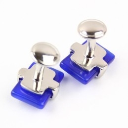 Gemelos Oblongos De Titanio Y Ágata Azul