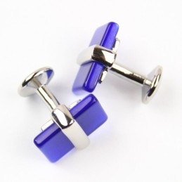 Gemelos Oblongos De Titanio Y Ágata Azul