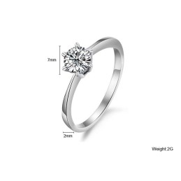 Anillo De Titanio Con Baño De Platino Y Diamantes De Imitación Para Mujer, Con Calidad Y Cantidad Garantizadas.
