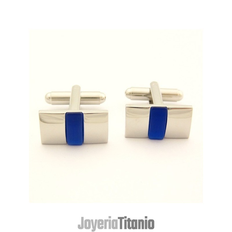 Gemelos Oblongos De Titanio Y Ágata Azul Gemelos Oblongos De Titanio Y Ágata Azul