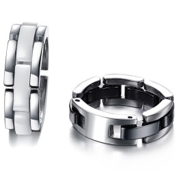 Anillo De Cerámica De Tungsteno Blanco Y Negro Con Amplia Variedad