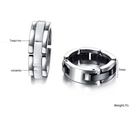 Anillo De Cerámica De Tungsteno Blanco Y Negro Con Amplia Variedad