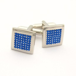 Gemelos Cuadrados De Titanio Con Diamantes Azules